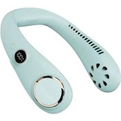 Resim Taşınabilir Boyun Fanı Elektrikli Kablosuz Fanusb Yaz Açık Için Şarj Edilebilir Sessiz Spor Hayranları 28tt4y Mavi 