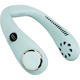 Resim Taşınabilir Boyun Fanı Elektrikli Kablosuz Fanusb Yaz Açık Için Şarj Edilebilir Sessiz Spor Hayranları 28tt4y Mavi 