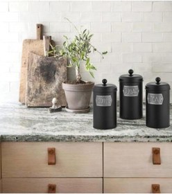 Resim The Mia Çay Şeker Kahve Kavanozu - Siyah GLV0495 