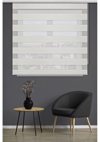 Resim Pliseli Zebra Stor Perde Ekru Ofis Mutfak Balkon Çocuk Odası Yatak Odası Salon Perdesi 15902 Ekru 