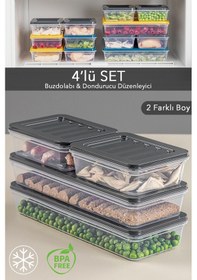 Resim Meleni Home Buzdolabı Mikrodalga Saklama Kabı Antrasit 4'Lü 2 x (1170 ML - 600 ML) Antrasit 