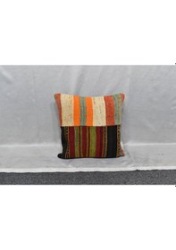 Resim Zehra Abla Halı Yeni El Dokuma Patchwork Kırkyama Dekoratif Kilim Kırlent Yastık Kılıfı 6093 
