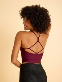 Resim İp Askılı Spor Bra - Sporcu Sütyeni Mürdüm 