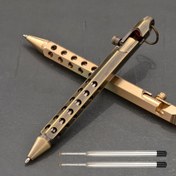 Resim Şık Altıgen Pirinç Metal Tükenmez Kalem Seti - 2 Yedek Şeritli, Geri Çekilebilir Twist Kapatma, Orta Noktalı Metal Kalem, Boş Tasarım & Anahtarlık Döngüsü, Siyah Mürekkep 