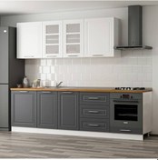 Resim Minar 270 Cm Mebran C Mutfak Dolabı Beyaz Antrasit 270-Mcba3 Beyaz 