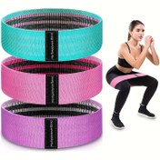 Resim 3-Pack FitMax Kaymaz Lastik Direnç Bantları - Polyester Karışımı Gerilme Halatları Bacak, Popo Kaldırma, Vücut Germe, Yoga, Pilates - Çeşitli Renkler 