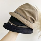 Resim 1pc Kadın Sonbahar Kış Kalın Corduroy Küçük Şapka, Japon Vintage Tarzı Moda Balıkçı Şapkası, Hafif Dokuma Polyester, Esnek Olmayan, Yılbaşı Temalı 