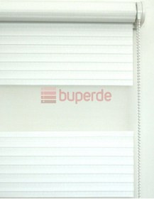 Resim Buperde Beyaz Geniş Pilise Pliseli Zebra Stor Perde 