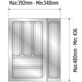 Resim Mutfak Çekmece Içi Düzenleyici, Kaşıklık 39cm X 48cm Yanlar Ve Boydan 4cm Kesilebilir, Antrasit Antrasit 