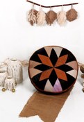 Resim Ottoman Pouffe İskandinav El Yapımı Hakiki Kuzu Derisi Bohem Bahçe Balkon Bungalov Puf Minder 60x30cm(DOLGULU) 