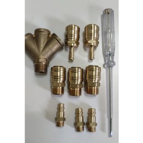 Resim Hakan Torna Kompresörler Için Kompresör Stoper Hava Jakı Hortum 8mm Gövde 1/2 Erkek 3 Lü Çatal ve Uçlar 