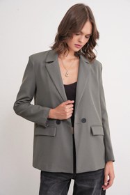 Resim Mixray 4516 Kadın Bezayağı Blazer Ceket Haki 