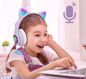 Resim HEARTZ H10 CAT KEDİLİ LED IŞIKLI KAFAÜSTÜ BLUETOOTH KULAKLIK (LİLA MOR) 