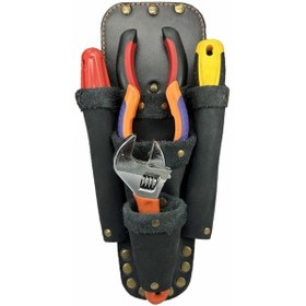 Resim Hakiki Deri Ca102 Elektrikçi Teknisyen Bel Çantası Süet Siyah 