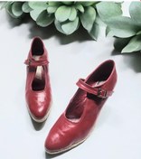 Resim Dolgu Topuk Hasır Tokalı Balerin Espadril Kırmızı 