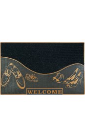 Resim My Floor Welcome Yazılı Ayakkabı Desenli Toz Tutma Özellikli Kauçuk Kap... 
