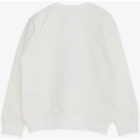 Resim Kız Çocuk Kız Baskılı Pamuklu Sweatshirt-13418-beyaz Beyaz 