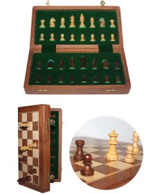 Resim magicool Mıknatıs Taşlı Ahşap Katlanabilir Kutulu Satranç Oyunu 17.5 Cm G611 