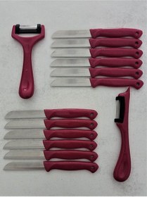 Resim Solingen 12'li Meyve-sebze-doğrama Bıçağı Ve 2'li Soyacak 14'lü Set Pembe 