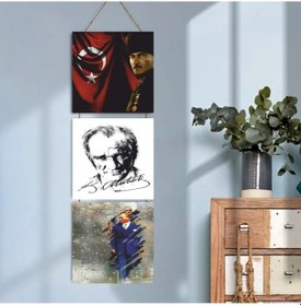 Resim Ahşap Katlanabilir 3lü Tablo - Tbl0075 