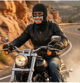 Resim Motosiklet-bisiklet Termal Yüz Maskesi Puro İçen Sakallı-2644 Siyah 