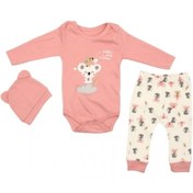 Resim Nonna Baby Cute Panda Çıtçıtlı Body Li 3lü Kız Bebek Takımı 