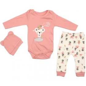 Resim Nonna Baby Cute Panda Çıtçıtlı Body Li 3lü Kız Bebek Takımı 