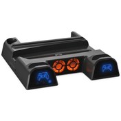 Resim Dobe Ps5 Gamepad İçin Çok Fonksiyonlu Çifte Şarj Cihazı Disk Organizatörlü Soğutma Fanı Tabanı 