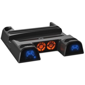 Resim Dobe Ps5 Gamepad İçin Çok Fonksiyonlu Çifte Şarj Cihazı Disk Organizatörlü Soğutma Fanı Tabanı 