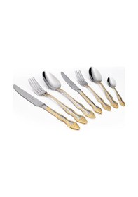 Resim Maxx Doria Vienna G Decorated 6 Kişilik 42 Parça Çatal Kaşık Bıçak Takımı Pa1067 Gold 