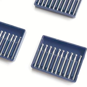 Resim 10'li Kutu Dayanıklı FG Bur Karbür Armut Şekilli Tip Yüksek Hız Tungsten Çelik Parlatma Frezeleri 