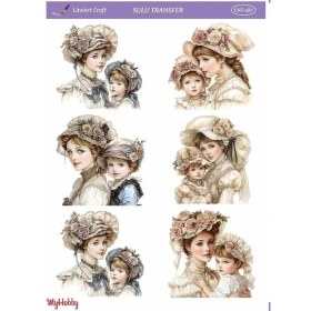 Resim LNT487 Çoklu Desen, Anne Çocuk, Anne Kız, Anne Oğul Açık Zemin Sulu Transfer 25*35 cm 