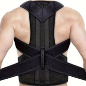 Resim 1 Adet Siyah Ergonomik Tasarım Yetişkin Sırt Destek Kemeri, Ayarlanabilir Omuz Askılı, İç ve Dış Mekan Aktiviteleri için Duruş Düzeltici, Nefes Alabilen Kumaş, Rahat Kullanım, Elde Yıkama, Dayanıklı Kumaş, Omurga Hizalama, Ofis Çalışanları, Aktif Yaşam Tarzı 