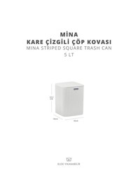 Resim Okyanus Home Mina Beyaz Çizgili Kare Çöp Kovası Beyaz 
