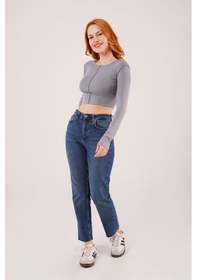 Resim Soonaksesuar Ters Dikişli Basic Antrasit Body Bluz Antrasit 