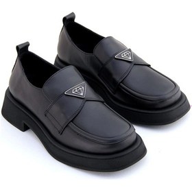 Resim Albini A-10553 Kadın Deri Oxford Ayakkabı Siyah 