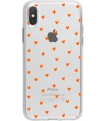 Resim butikcase Iphone Xs Minik Kalpler Turuncu Desenli Şeffaf Telefon Kılıfı 