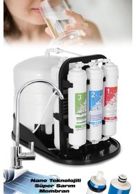 Resim Sumarkt S-max 5 Aşamalı 12 Lt Metal Tanklı Süper Sarım Membran Teknolojili Pompasız Su Arıtma Cihazı 