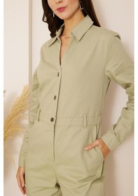 Resim Yeşil Cepli Gabardin Tulum Dm4004 Yeşil 