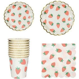 Resim 40 Parça Tek Kullanımlık Yemek Takımı, Tabaklar, Bardaklar, Pipetler Ve Peçeteler 