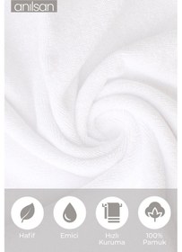 Resim 6'lı Greek El Havlusu - 50x90 Cm, 225 Gr, %100 Pamuk, Spa Ve Otel Havlusu, Günlük Kullanıma Uygun Beyaz 