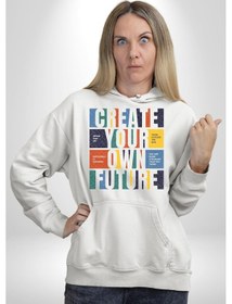 Resim Geleçeği Seninle Planlayalım Kadın Erkek Beyaz Kapüşonlu Sweatshirt Hoodie Beyaz 