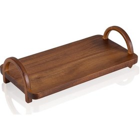 Resim The Mia Natura Akasya Kulplu Tepsi 30x16x8 Cm Kahverengi 