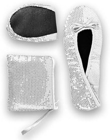 Resim Şık katlanabilir bale Flats kadınlar için taşınabilir Roll Up seyahat ayakkabı düğün nedime için taşıma çantası içerir 