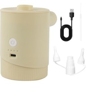 Resim Teltree Dışarıda Kullanım Usb Li-poly Bataryalı 5000pa Çift Fonksiyonlu Hava Doldurma-çekme Taşınabilir Hava Pompa - Bej Renkli Renkli Kutuda 