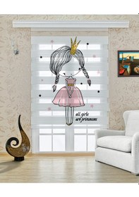 Resim Perdecizade Enxboy Örgü Saçlı Kız Dijital Baskılı Zebra Perde-cocuk Odası-stor Perde Pz-426 Renkli 