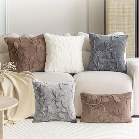 Resim Bohem Tropikal Yaprak Desenli Yastık Kılıfı 45.72x45.72 cm, Çağdaş Stil, Suni Kadife Nakış, Gizli Fermuar, Makinede Yıkanabilir, Polyester, Oturma Odası, Kanepe, Yatak Dekorasyonu için 