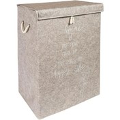 Resim Keçe Kapaklı Kirli Çamaşır Sepeti - Çok Amaçlı Saklama Kutusu Mega Hurç Bej 55 X 41 X 30 Cm Bej 