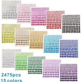 Resim 2475 adet 3D Parlak Taşlı Stickerlar, Kendinden Yapışkanlı Sahte Mücevher DIY Kristal Çıkartmalar Parti Süslemeleri ve Yüz Süslemeleri için, Baloda Dekorasyonlar 