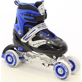 Resim Mavi Işıklı Çocuk Paten 2+2 , Numara Ayarlı,taşıma Çantalı Mavi 